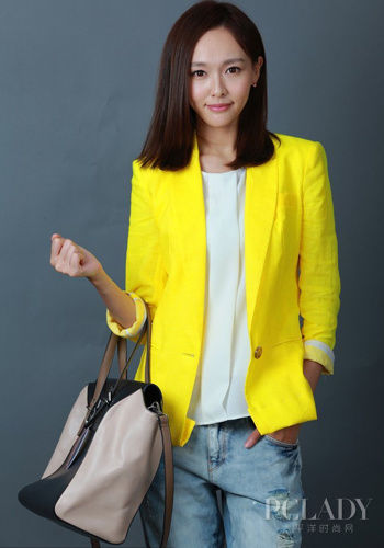 唐嫣黄色小西装