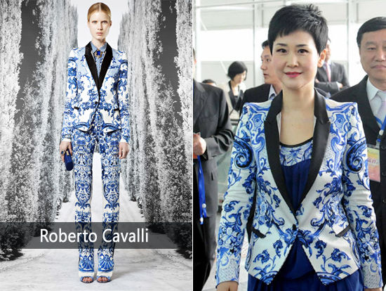 李小琳穿Roberto Cavalli修身西装