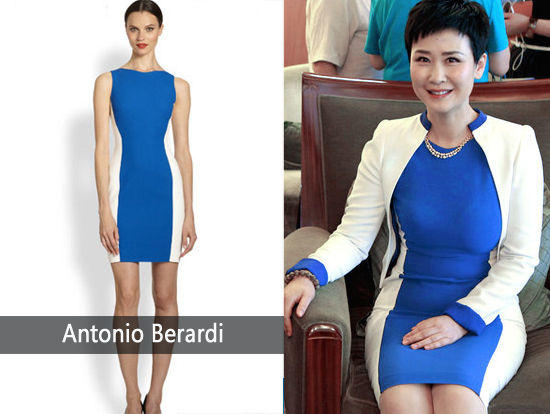李小琳穿Antonio Berardi拼色裙装