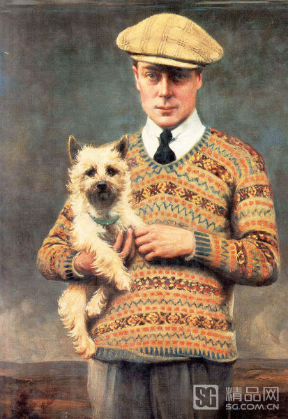 英国爱德华八世身穿一款费尔岛图案毛衣的照片