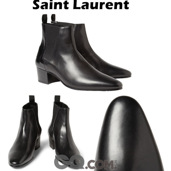 Saint Laurent黑色皮革切尔西靴  £670.31GBP