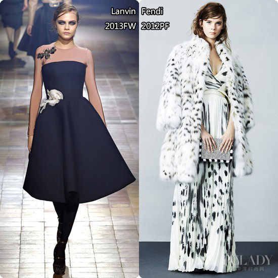 郭采洁穿的Lanvin 2013秋冬系列抹胸褶花小黑裙