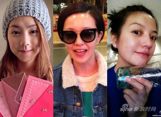 邓紫棋(左)、郭采洁(中)、赵薇(右)素颜PK
