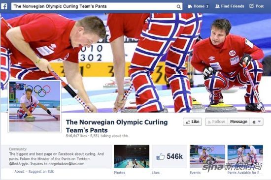 Facebook上“挪威奥运冰壶队的裤子”账号