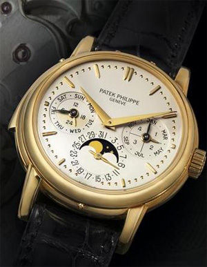 百达翡丽3974j 型号黄金自动上链三问万年历腕表