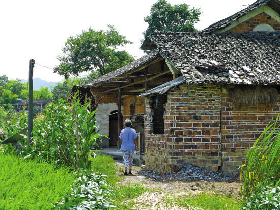 　两名少年第一次作案的湾头桥镇张木匠家，老屋前已经是破壁残垣。蒋铮 摄