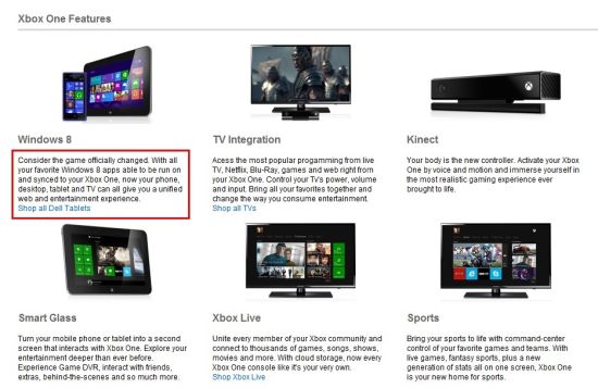 红框中文字显示，Xbox One可运行和同步Windows 8应用