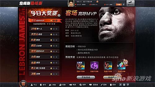已有的詹姆斯巅峰赛中每天将会有一个随机成为“大奖赛”提供额外奖励