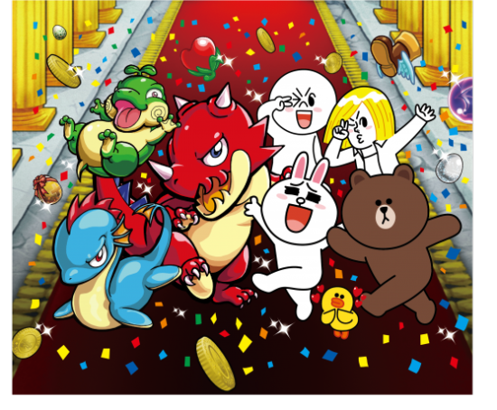 　Mixi曾与LINE合作，图为《怪物弹珠》角色乱入《LINE Pop》