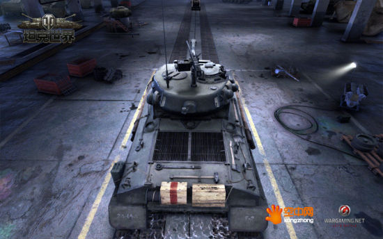 “M4A3E8 狂怒”坦克在车库中