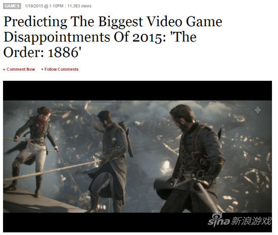 福布斯撰文抨击《教团1886》