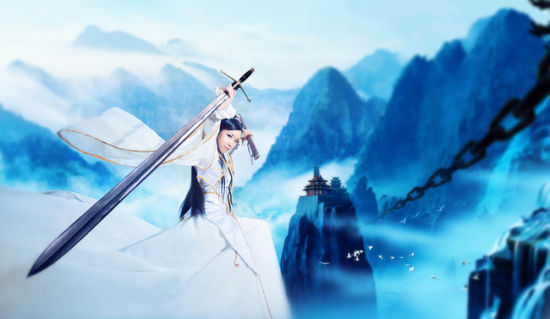 这背景也是醉了，看我陆雪琪一剑劈山