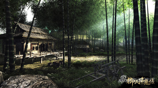 竹影斑驳的渔村劲吹中国风