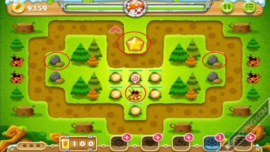 这关有三个炸弹，先用星星打出中间的炸弹