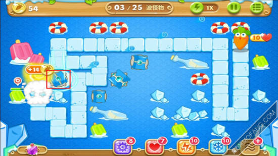 建造冰锥塔 (顶级)清除左边道具