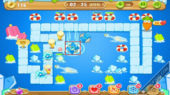 建造冰锥塔(顶级)攻击怪物