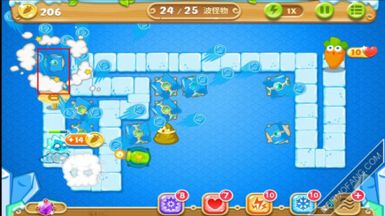 建造两个冰锥塔(顶级)加强攻击