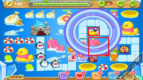 建造月亮塔(满级)减速怪物，清除道具