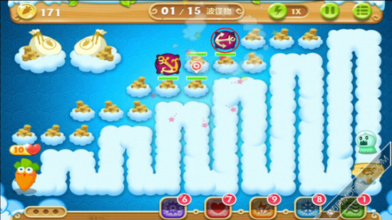 建造船锚塔，清理钱袋，钱充足的时候升满级