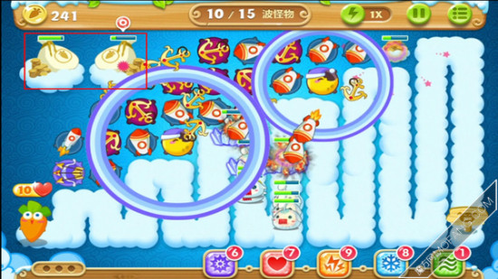 有钱就建造船锚塔和火箭塔，清理大金钱袋