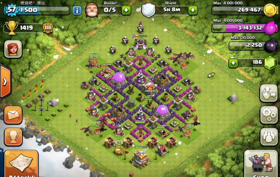 COC玩家七本阵型分享：完美防御天胖