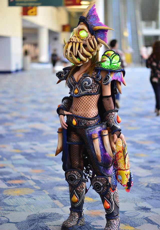 竟是最美小鱼人 魔兽美女玩家精彩COS猎人T11套装