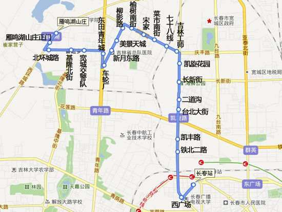 图为2路公交线路示意图