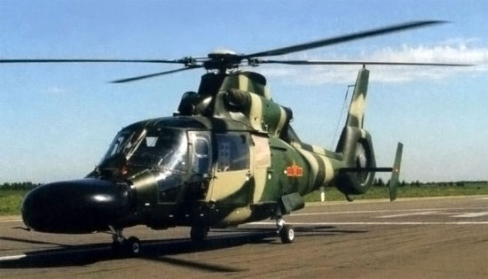 资料图：可能是直-9侦察直升机的图片，注意它巨大的雷达罩