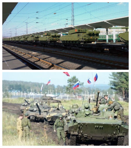 　　资料图：坦克永远是地面演习中最引人瞩目的装备。此番演习，俄军“主演”已经确定为T-72BV型主战坦克，也就是不久前在坦克大赛中曾登场过的那种。而中方主演则众说纷纭，由于报道中提到了“信息化坦克”，故而呼声最高的自然莫过于近年刚刚服役的ZTZ-99A型三代改进型主战坦克。