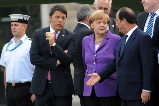 意大利总理伦齐、德国总理默克尔、法国总统奥朗德