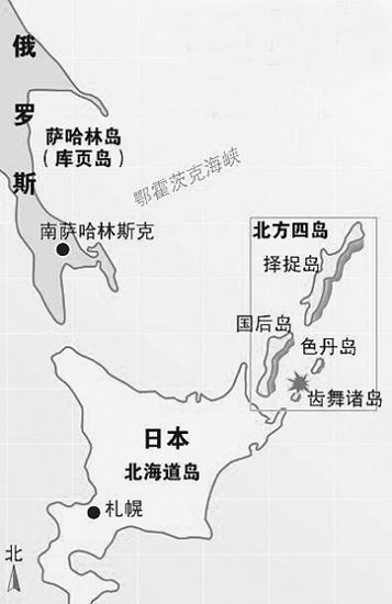 北方四岛地理位置示意图