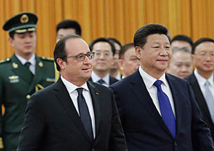 中国国家主席习近平会见法国总统奥朗德。