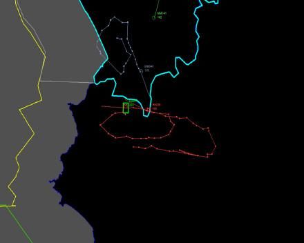 　　土耳其公布雷达详图。红色线是苏24。蓝色是边境。