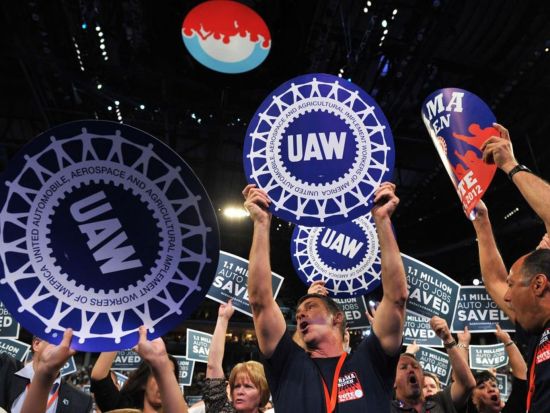 全美汽车工人联合会为争取美工人权益集会 资料图 