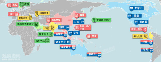  与中国签订自贸协定（FTA）的国家一