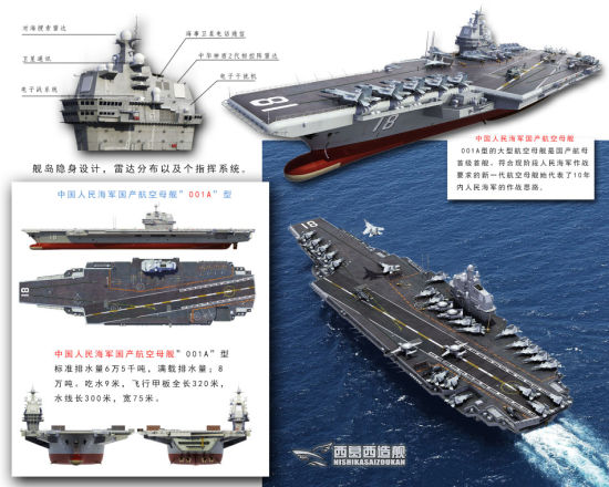这是网友绘制的中国001a型航母设计方案cg图