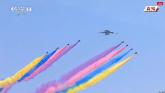 空中收阅方队通过天安门接受检阅