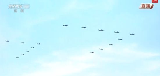 空中收阅方队通过天安门接受检阅