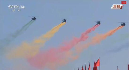 空中收阅方队通过天安门接受检阅