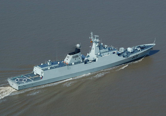 图文中国海军525马鞍山号护卫舰试航中