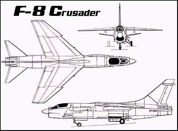 图文美军f8c十字军战机三视图