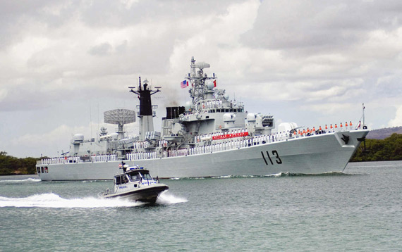 图文中国海军113青岛号导弹驱逐舰出访