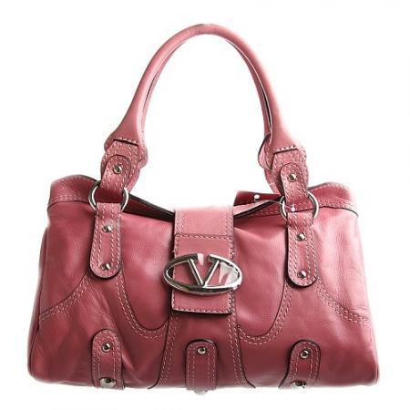 瓦伦蒂诺 - valentino 瓦伦蒂诺 粉红色纹理牛皮铆钉手袋