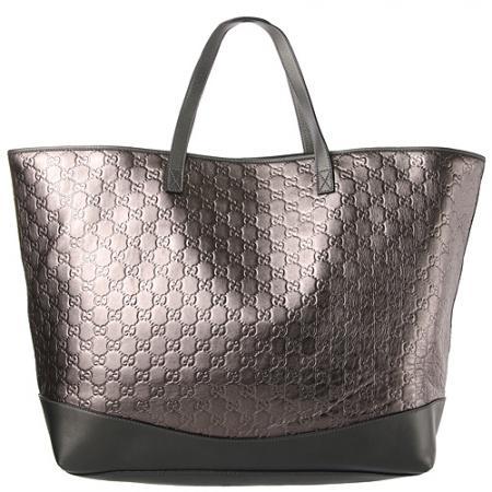 古驰- gucci古琦 银铜色压花logo顶级牛皮超大手提袋