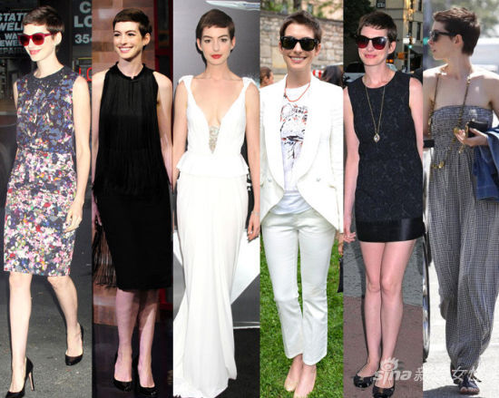  安妮海瑟薇率性短发女孩性感穿搭