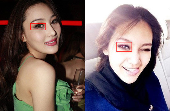 张馨予和迪丽娜尔的双眼皮电眼相似度甚高