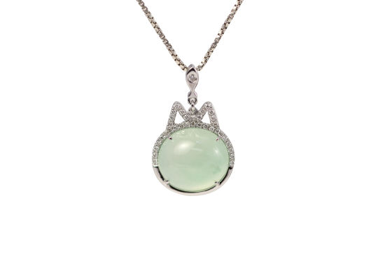 18K金镶嵌冰种翡翠吊坠