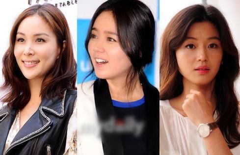 鼻子上有痣的超人气女星 (从左至右：高小英、韩佳人、全智贤)