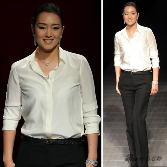 巩俐白衣黑裤女王范十足