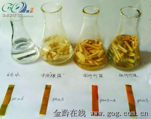 实验结果显示，3种一次性筷子经热水浸泡后都呈酸性。